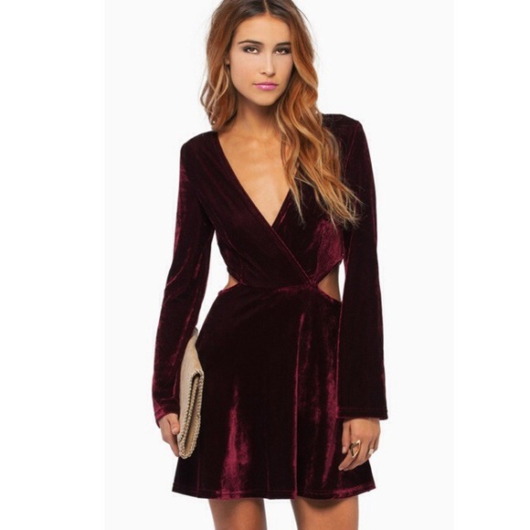 red velvet cutout dress