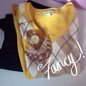 Light Mustard Yellow Plaid Sweater