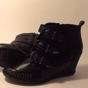 Sugar black/silver embellished studs hidden wedge