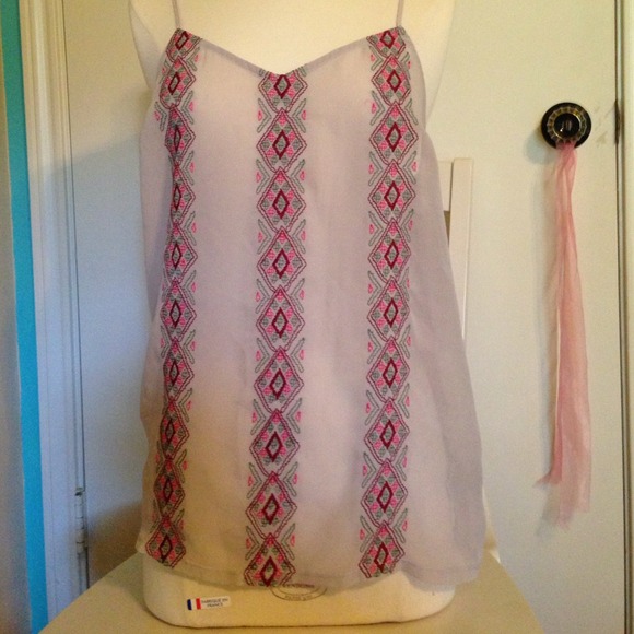 Sheer front, embroidered top - Picture 1 of 3