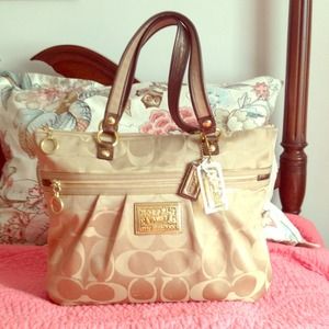 COACH Poppy Signature Sateen Glam Tote