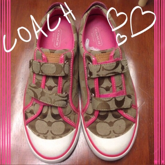 Pink Trim Coach Velcro Shoes