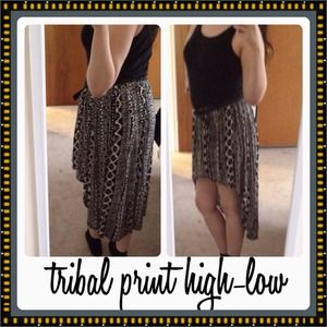 High-low tribal print skirt