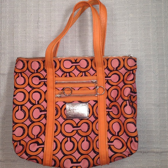 Coach poppy tote *pre-loved* pink and orange
