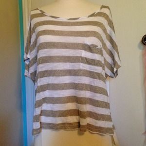 White and shimmery gold striped top