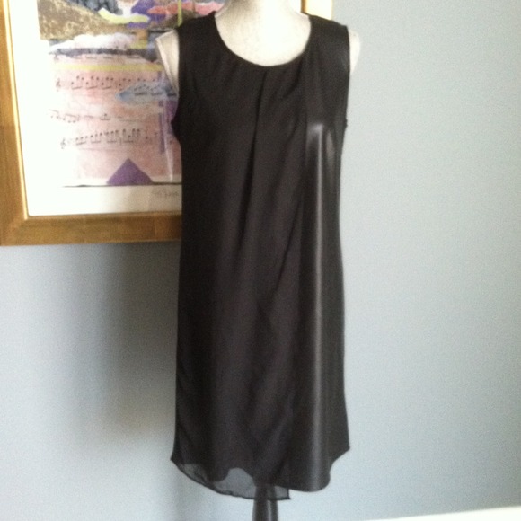 Sunny Leigh Dresses & Skirts - Sunny Leigh PU Leather & Chiffon Dress