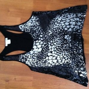 Black sequence tank top