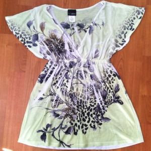 Lime green jeweled top