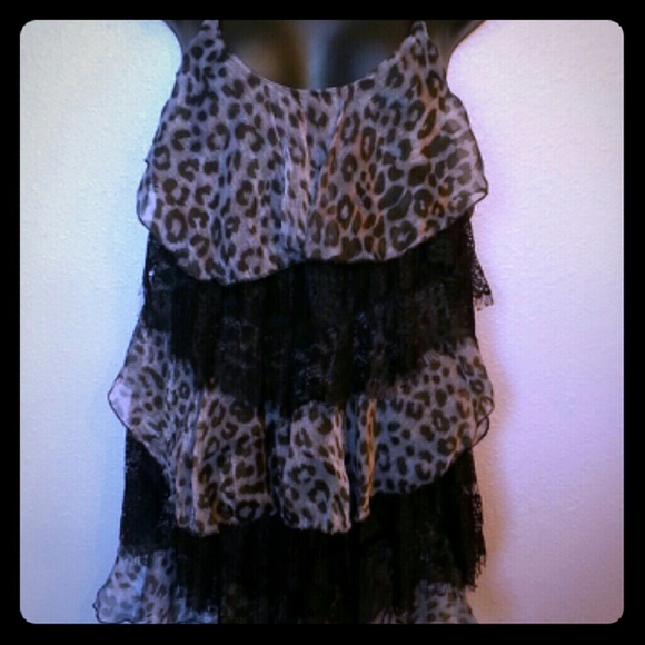 Cute lace layerd cheetah dress
