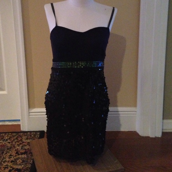 NWT! FREE PEOPLE NAVY BLK SEQUIN DRESS! 8