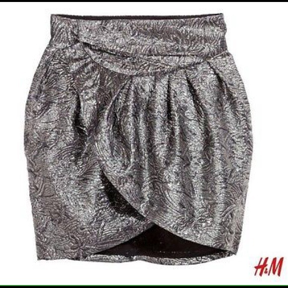 Sold-Isabel Marant H&M Metallic Gray Wrap Skirt