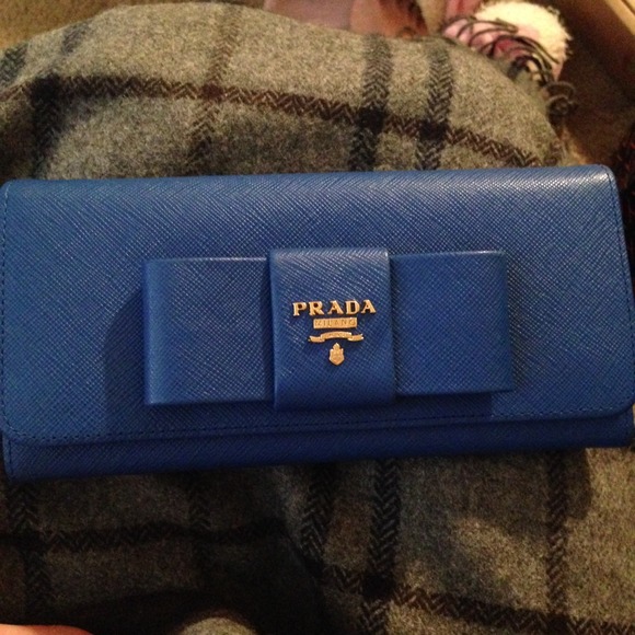 Prada royal blue saffiano wallet