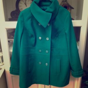SOLD Plus Size - Jade/Emerald green peacoat.