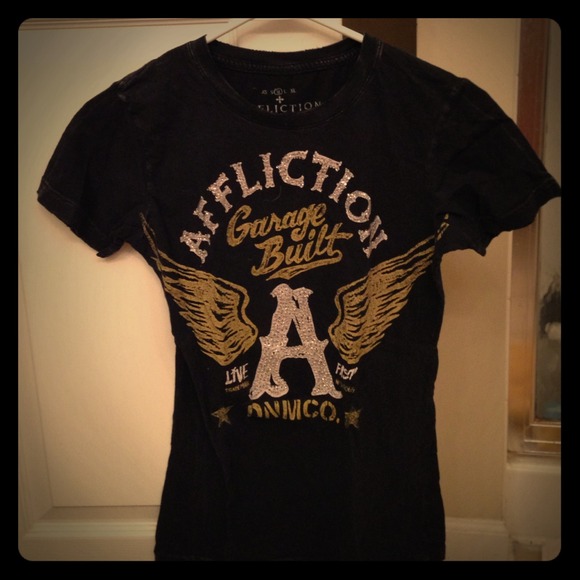 Affliction bling tee/gray bling bundle!!!