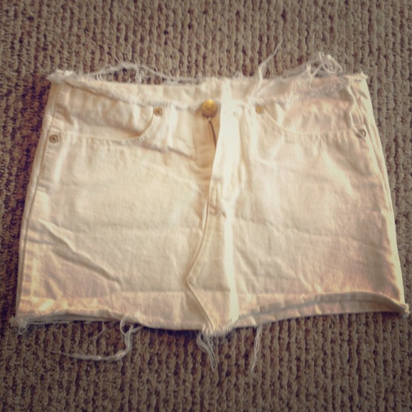 White jean mini skirt
