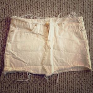 White jean mini skirt