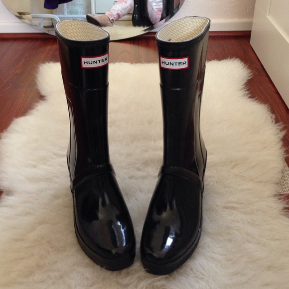 Hunter Boots - Black Hunter Wedged Rainboots