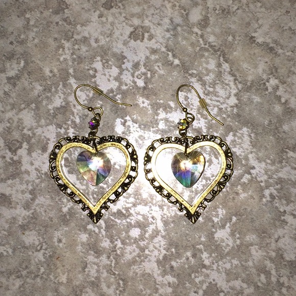 Vintage Looking Betsey Johnson Heart Earrings