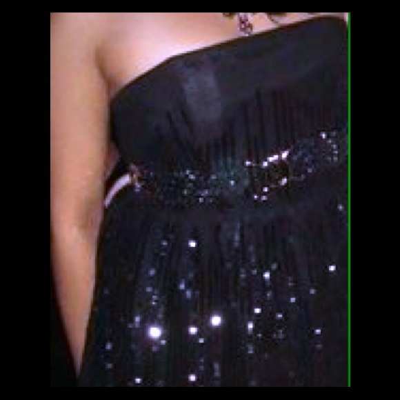F21 Black strapless w/ sequins dress - Picture 1 of 4