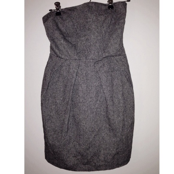 🔵 Thick Heather Grey Tube Dress Exposed Zipper S