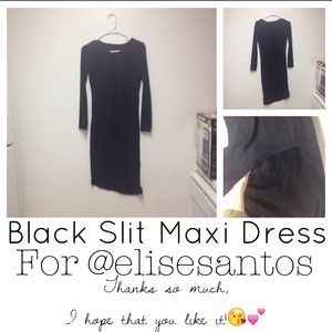 Black Slit Maxi Dress For @elisesantos💕