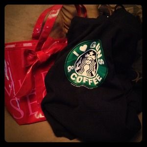 Victoria secret bag and a hoodie