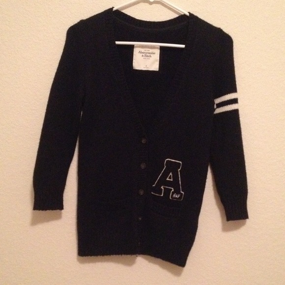 Navy blue Abercrombie & Fitch lettermans sweater