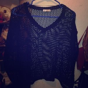 black mesh short sleeve sweater