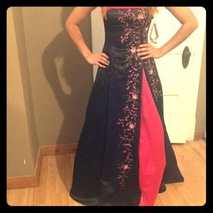 Black and pink gown dress
