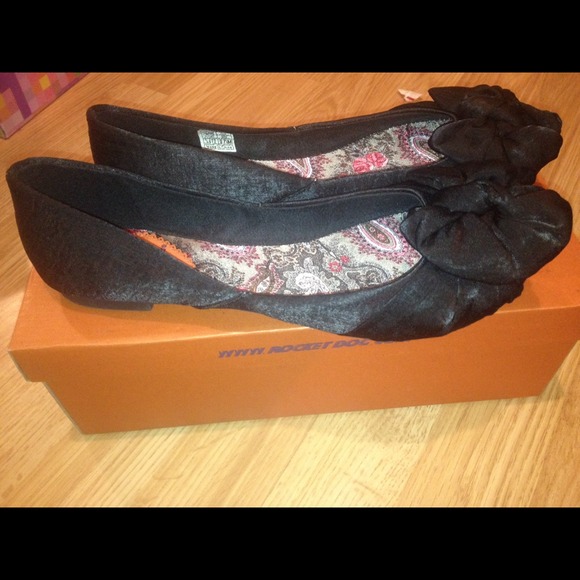 Satin cotton black flats