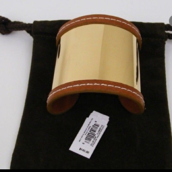 💰💰 Michael Kors Brown Leather Gold Cuff Bracelet