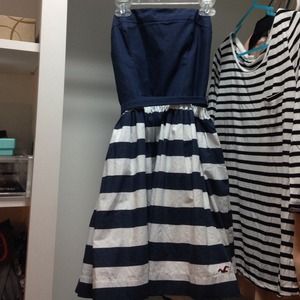 hollister navy and white stripped sundress
