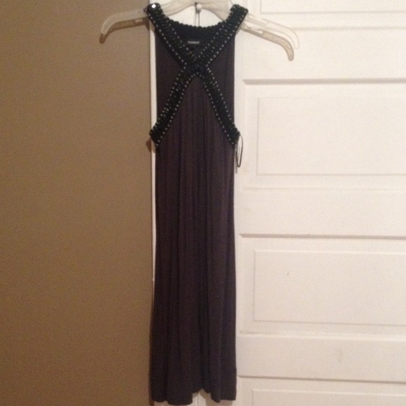 Dark grey dress with black beading