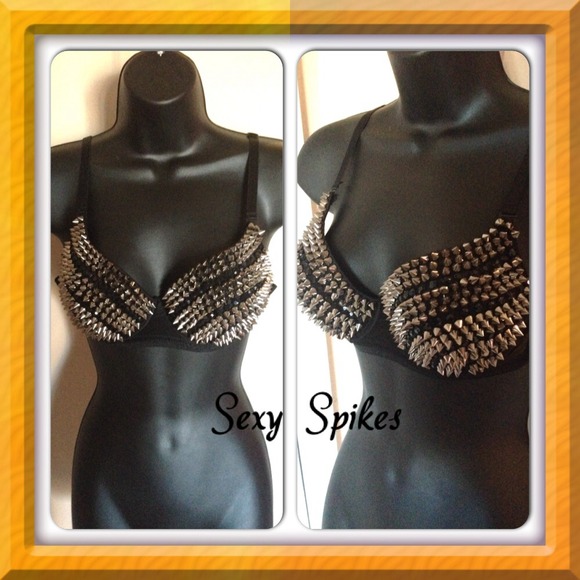 Silver Spiked Bra