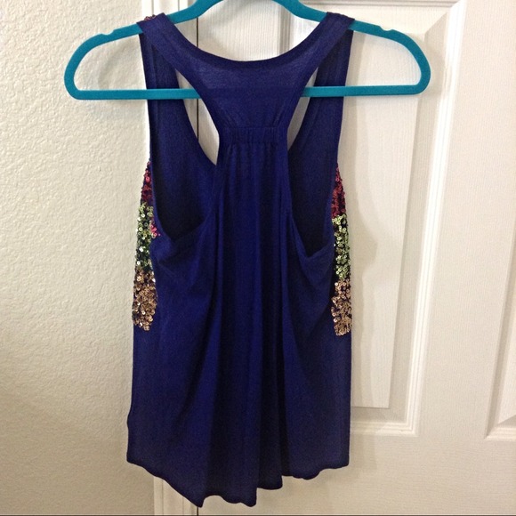 Navy Blue Tank With Sequins - Picture 2 of 4
