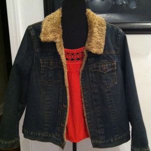 GAP xl faux fur lined jean jacket