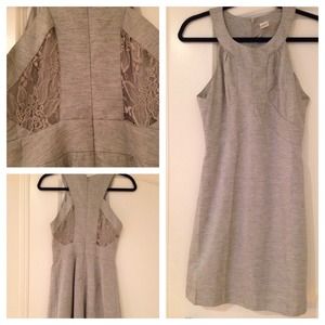 Cluce gray dress with lace inserts. Size S