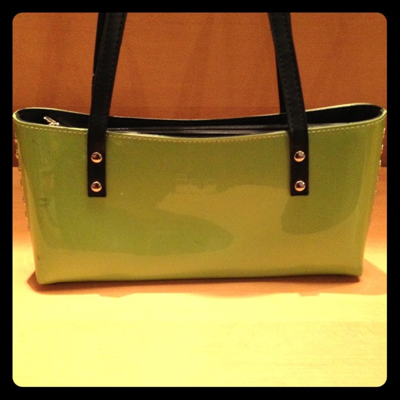 Beijo lime green plastic shoulder bag.
