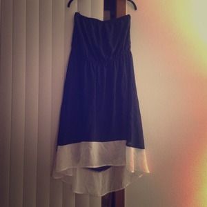 Navy and white high low dress