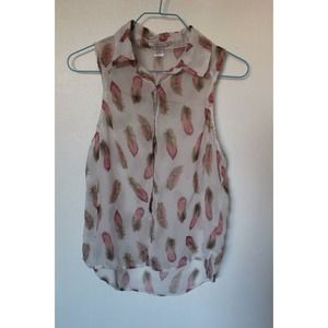 Pink feather button up