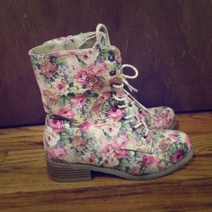 Charlotte Russe Floral Combat Boots