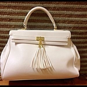 RESERVED: ALDO White Leather Satchel Tassel Charm