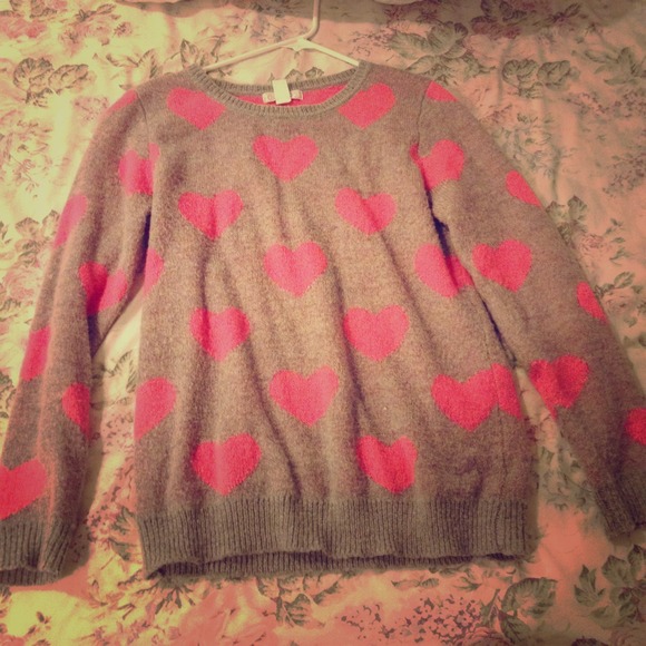 Gray and Pink Knit Sweater