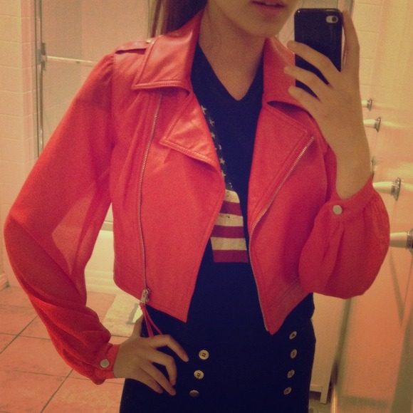 NEW Vintage Leather Jacket w/ Translucent Sleeves