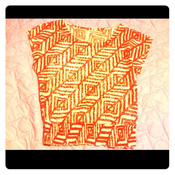 Orange and white tribal pattern top - Picture 1 of 1