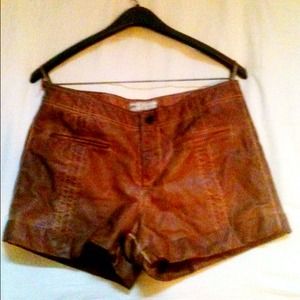 Size 12, brown vegan leather, Free People shorts.