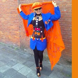 Patent leather black&orange high heel sandals