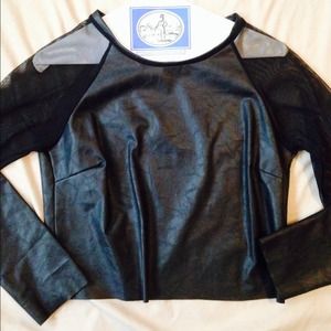 Faux leather shear crop top