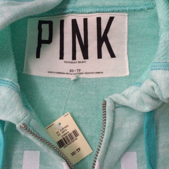 ❌SOLD❌ Mint blue Victorias secret pink hoodie - Picture 2 of 3
