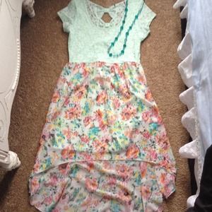 Flower print high-low dress